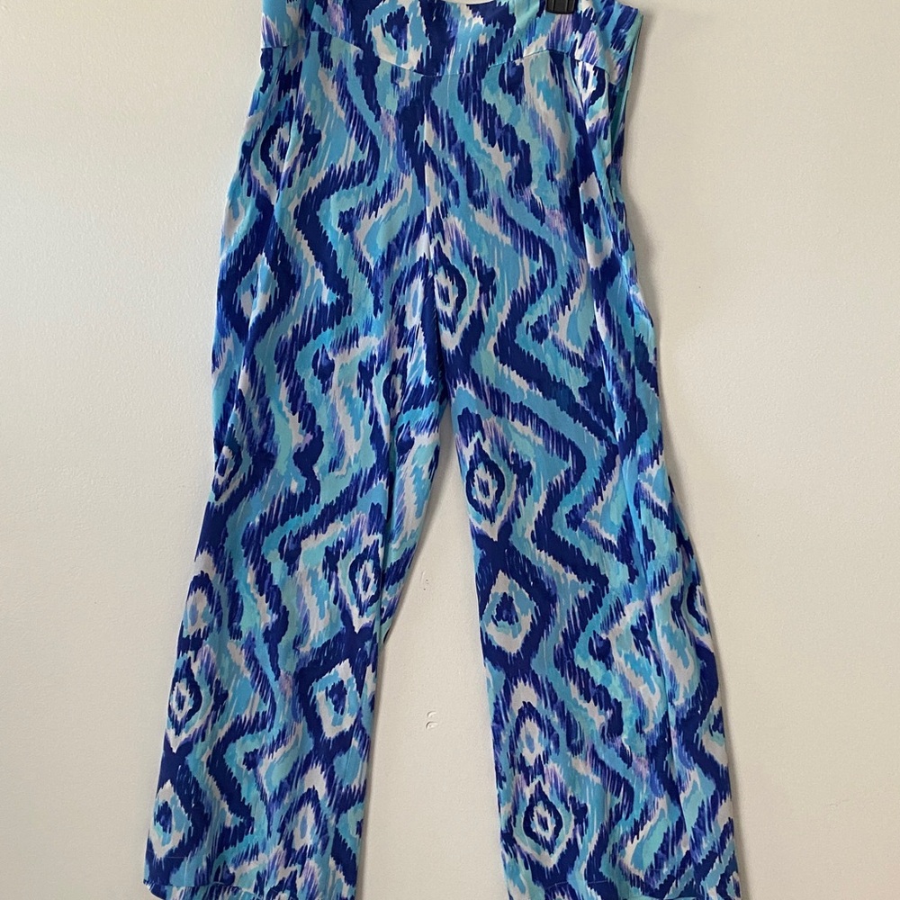Lilly Pulitzer Blue and Aqua Wide Leg Pants